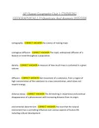 AP Human Geography-Unit 1 (THINKING GEOGRAPHICALLY) Questions And Answers 2025/2026