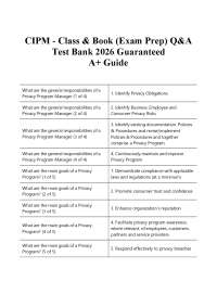 CIPM- Class & Book (ExamPrep) Q&A Test Bank 2026 Guaranteed A+ Guide