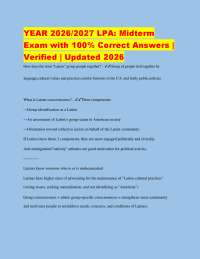 YEAR 2026/2027 LPA: Midterm Exam with 100% Correct Answers | Verified | Updated 2026