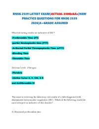 RNSG 2539 LATEST EXAM|ACTUAL 230Qs&As|NEW PRACTICE QUESTIONS FOR RNSG 2539 2026|A+GRADE AS