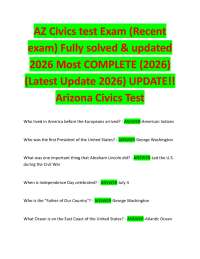 AZ Civics test Exam (Recent exam) Fully solved & updated 2026 Most COMPLETE (2026)