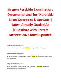 Oregon Pesticide Examination: Ornamental and Turf Herbicide Exam Questions & Answers