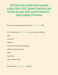 NUR 242 Exam 4 Med-Surg Concepts (Latest 2026 / 2027 Update) Questions and Verified Answer