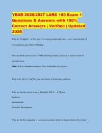 YEAR 2026/2027 LARC 160 Exam 1 Questions & Answers with 100% Correct Answers | Verified |