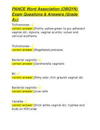 PANCE Word Association (OBGYN) Exam Questions & Answers (Grade A+)