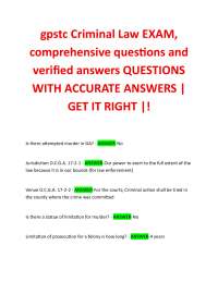 gpstc Criminal Law EXAM, comprehensive questions and verified answers QUESTIONS