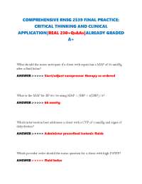 COMPREHENSIVE RNSG 2539 FINAL PRACTICE: CRITICAL THINKING AND CLINICAL APPLICATION|REAL 23