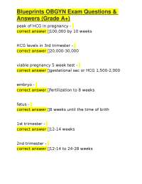 Blueprints OBGYN Exam Questions & Answers (Grade A+)