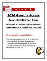 2026 Georgia Access Agent Certification #2 (PDF) | Exam Q&A + Rationales