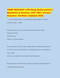 YEAR 2026/2027 LPA Study Guide period 3 Questions & Answers with 100% Correct Answers | Ve