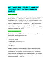 TEFL (Teaching English As a Foreign Language) Exam with Questions and Solutions