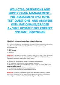 WGU C720: OPERATIONS AND SUPPLY CHAIN MANAGEMENT - PRE-ASSESSMENT (PA) TOPIC TEST QUEST