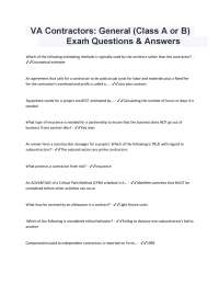 VA Contractors General Class A or B Exam Questions and Answers Verified Study Guid