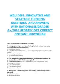 WGU D081: INNOVATIVE AND STRATEGIC THINKING QUESTIONS AND ANSWERS WITH RATIONALES/GRA