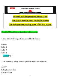 Pearson VUE Property Insurance Exam | Practice Questions & Study Guide | Licensing Prep