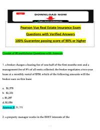Pearson VUE Real Estate Insurance Exam | Practice Questions & Study Guide | Licensing Prep