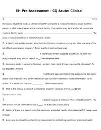 EH Pre-Assessment - CQ Acute: Clinical