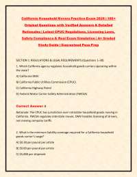 California Household Movers Practice Exam 2026 | 160+ Original Questions with Verified Ans