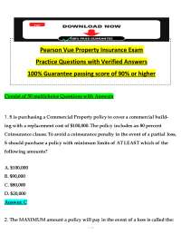 Pearson VUE Property Insurance Exam | Practice Questions & Study Guide | Licensing Prep
