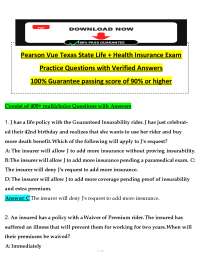 Pearson VUE Texas State Life & Health Insurance Exam | Practice Questions & Study Guide