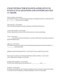 CSLB CONTRACTOR B EXAM PLASTER (STUCCO) EXAM ACTUAL QUESTIONS AND ANSWERS 2024-2025 A+ GRA