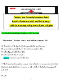 Pearson VUE Property Insurance Exam | Practice Questions & Study Guide | Licensing Prep