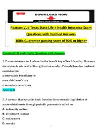 Pearson VUE Texas State Life & Health Insurance Exam | Practice Questions & Study Guide