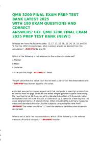 QMB 3200 FINAL EXAM PREP TEST BANK LATEST 2025 WITH 180 EXAM QUESTIONS AND CORRECT ANSWERS