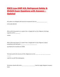 ESCO Low GWP A2L Refrigerant Safety & HVACR Exam Questions with Answers – Updated