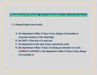 Manufactured Housing Test continuation with correct answer