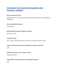 Charleston Tour Guide Test Questions And Answers| 2026/27 Updated