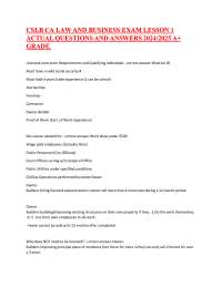 CSLB CA LAW AND BUSINESS EXAM LESSON 1 ACTUAL QUESTIONS AND ANSWERS 2024/2025 A+ GRADE.