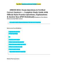 AMEDD BOLC Exam Study Guide with Practice Questions and Answers