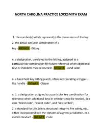 NORTH CAROLINA PRACTICE LOCKSMITH EXAM