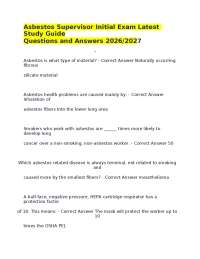 Asbestos Supervisor Initial Examination Practice Questions – Comprehensive Study Guide