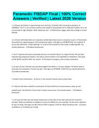 Paramedic FISDAP Final 100% Correct Answers Verified Latest 2026/2027