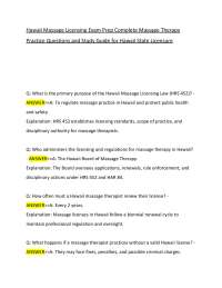 Hawaii Massage Licensing Exam Prep Complete Massage Therapy Practice Questions and Study