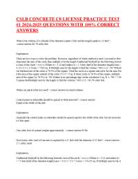 CSLB CONCRETE C8 LICENSE PRACTICE TEST #1 2024-2025 QUESTIONS WITH 100% CORRECT ANSWERS