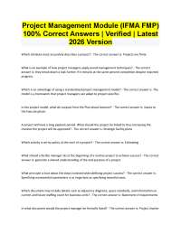 IFMA FMP Project Management Module 100% Correct Answers Verified Latest 2026/2027