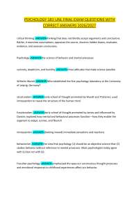 PSYCHOLOGY 181 UNL FINAL EXAM QUESTIONS WITH CORRECT ANSWERS 2026/2027