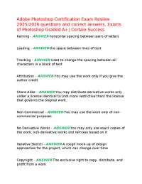Adobe Photoshop Certification Exam Review 2025/2026 questions and correct answers, Exams