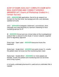ACRP CP EXAM 2026-2027 COMPLETE EXAM WITH REAL QUESTIONS AND CORRECT VERIFIED ANSWERS LAT,