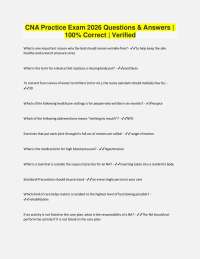 CNA Practice Exam 2026 Questions & Answers | 100% Correct | Verified