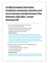 Certified Ecological Restoration Practitioner Examination Questions And Correct Answers