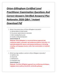 Orton-Gillingham Certified Level Practitioner Examination Questions And Correct Answers