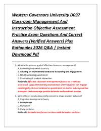 Western Governors University D097 Classroom Management And Instruction Objective