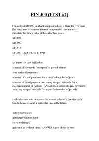 FIN 300 (TEST #2) ,FIN 300 (TEST #2) ,FIN 300 (TEST #2)