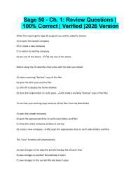 Sage 50 Chapter 1 Review Exam Verified Q&A’s 100% Correct Latest 2026/2027 Version