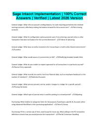Sage Intacct Implementation Exam Verified Q&A’s 100% Correct Latest 2026/2027 Version