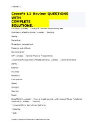 Crossfit L1 Review QUESTIONS WITH COMPLETE SOLUTIONS.